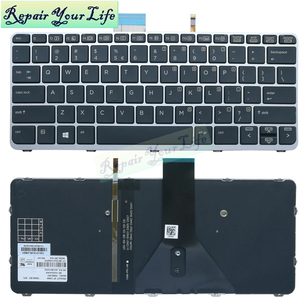 

Оригинальная клавиатура для ноутбука HP Elitebook Folio 1020 G1 1030 G1 с подсветкой, Черная