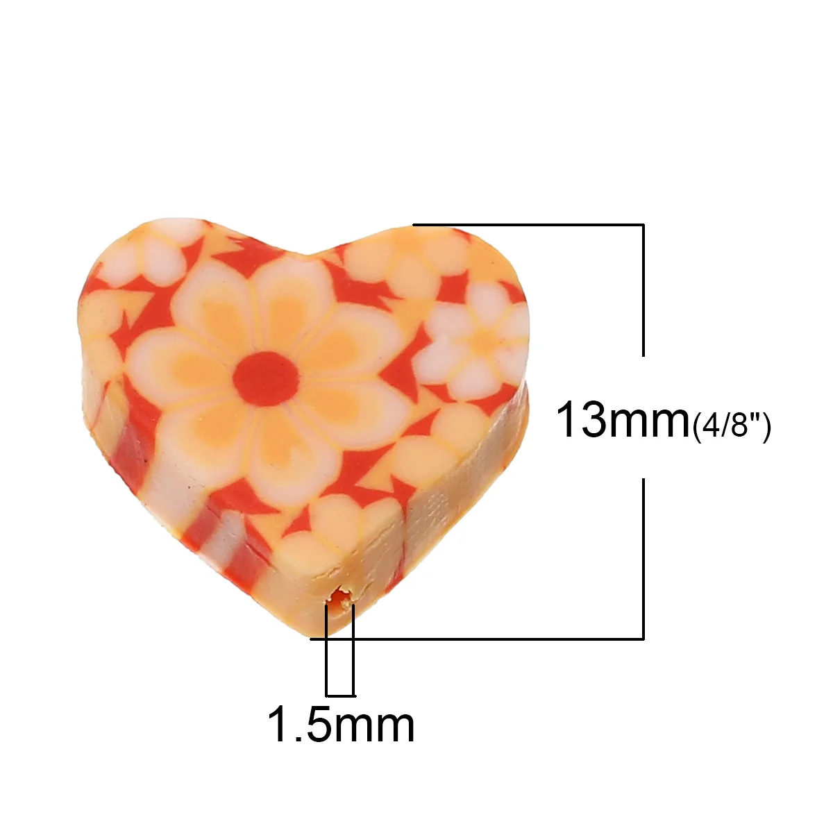 Полимерный бусины из глины сердца в случайном порядке цветочный узор около 15 мм x