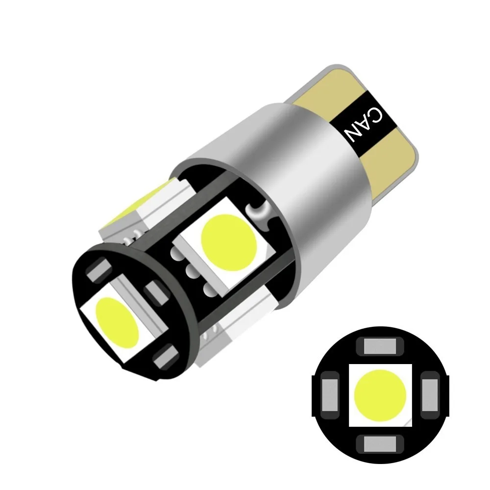 2pcsT10 Canbus 5smd автомобильный светильник W5w 194 168 лампочки ошибки DC 12V клиновидная