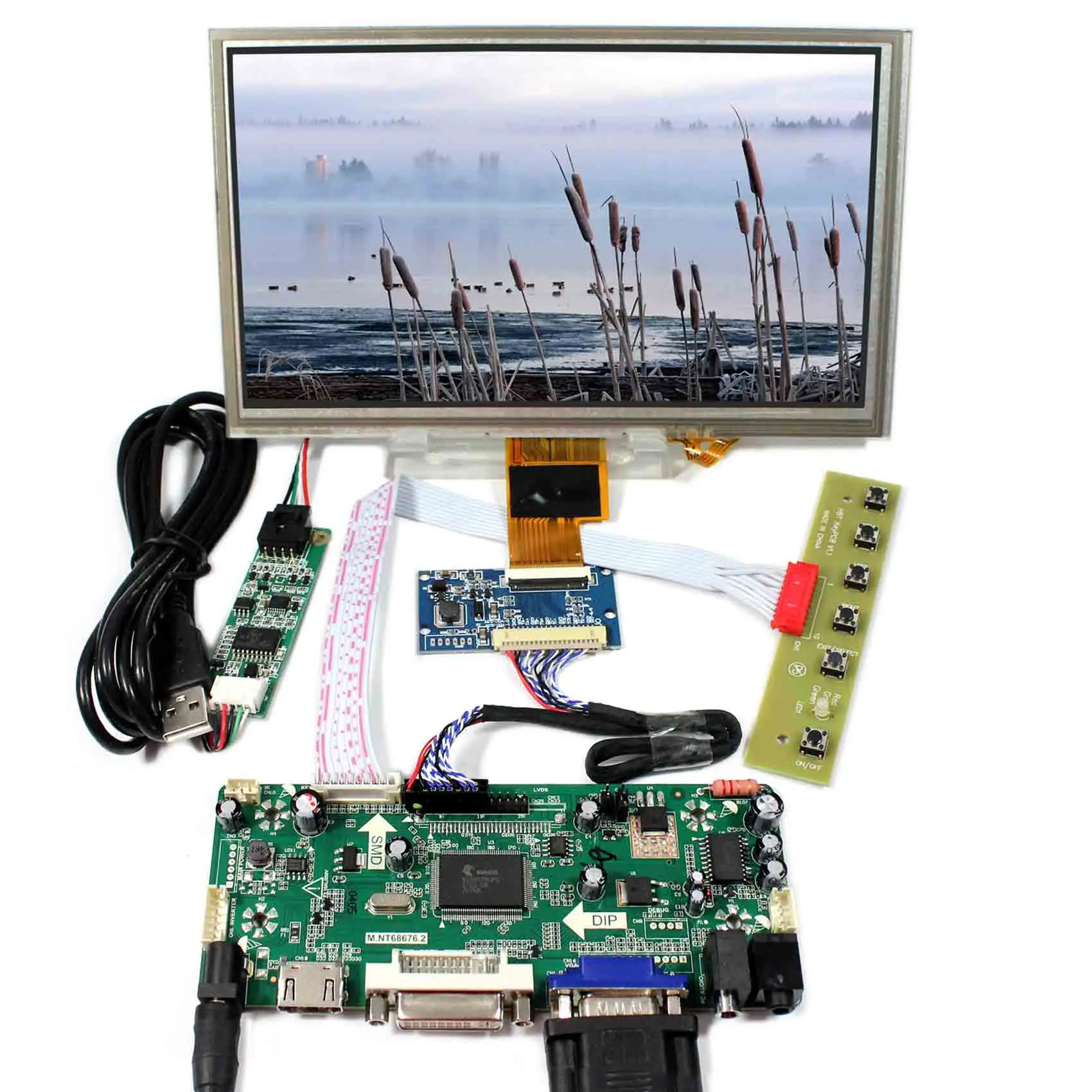 

8inch 1024X600 Touch LCD Screen ,8" display ZJ080NA-08A+ HD MI DVI VGA LCD Controller Board