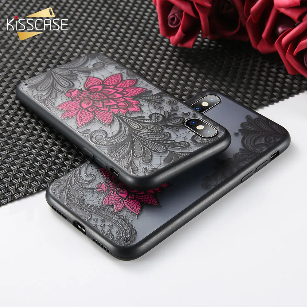 KISSCASE чехлы для телефонов Samsung S9 Note 9 S8 Plus S6 Edge S7 чехол с розовыми цветами черный