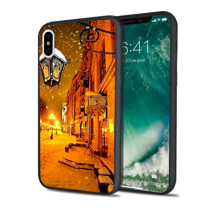 Coque светильник зимний ночной черный мягкий силиконовый чехол для телефона iPhone XS