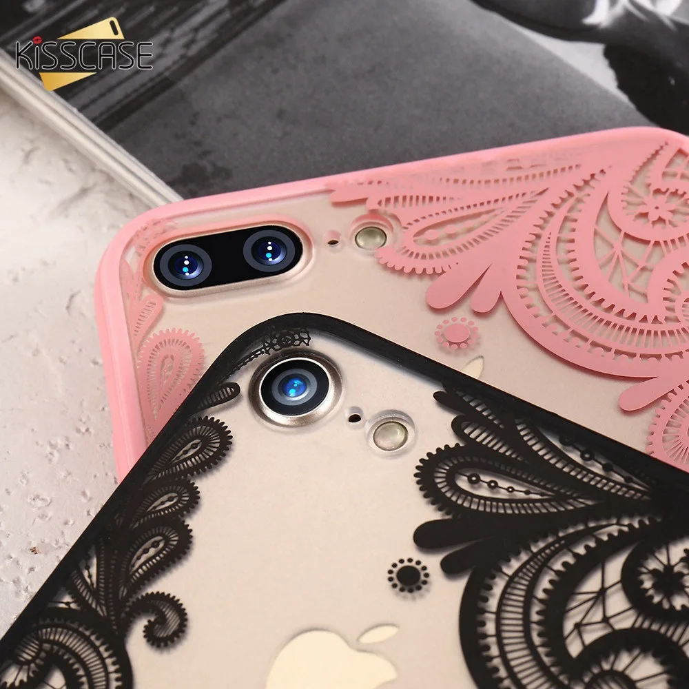 Чехол с кружевным и цветочным принтом KISSCASE для iPhone X XS Max XR 7 8 Plus роскошные чехлы из