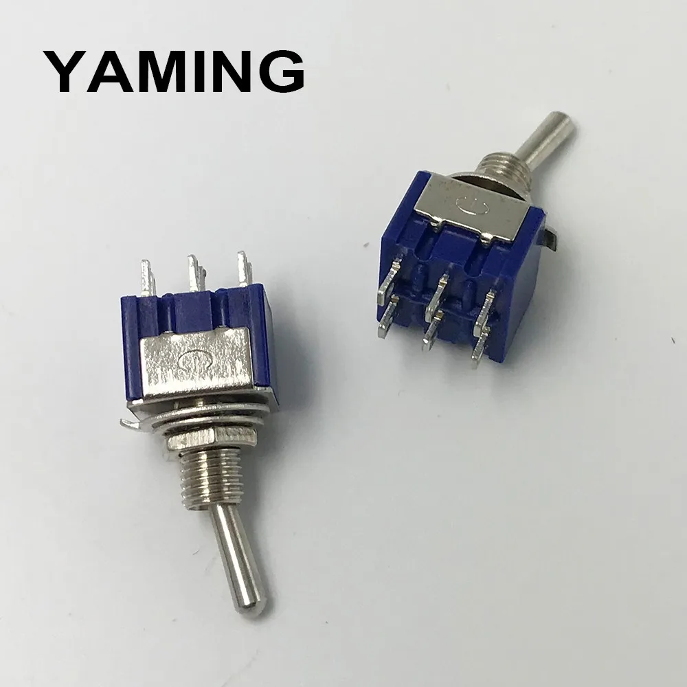5 шт. 6 мм 2 позиционный контактный тумблер 6A/125V 3A/250V клавишный переключатель для