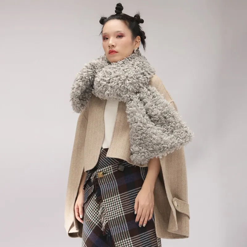 TWOTWINSTYLE Корейский жилет из искусственной мерлушки шарфы для женщин плюс толстый
