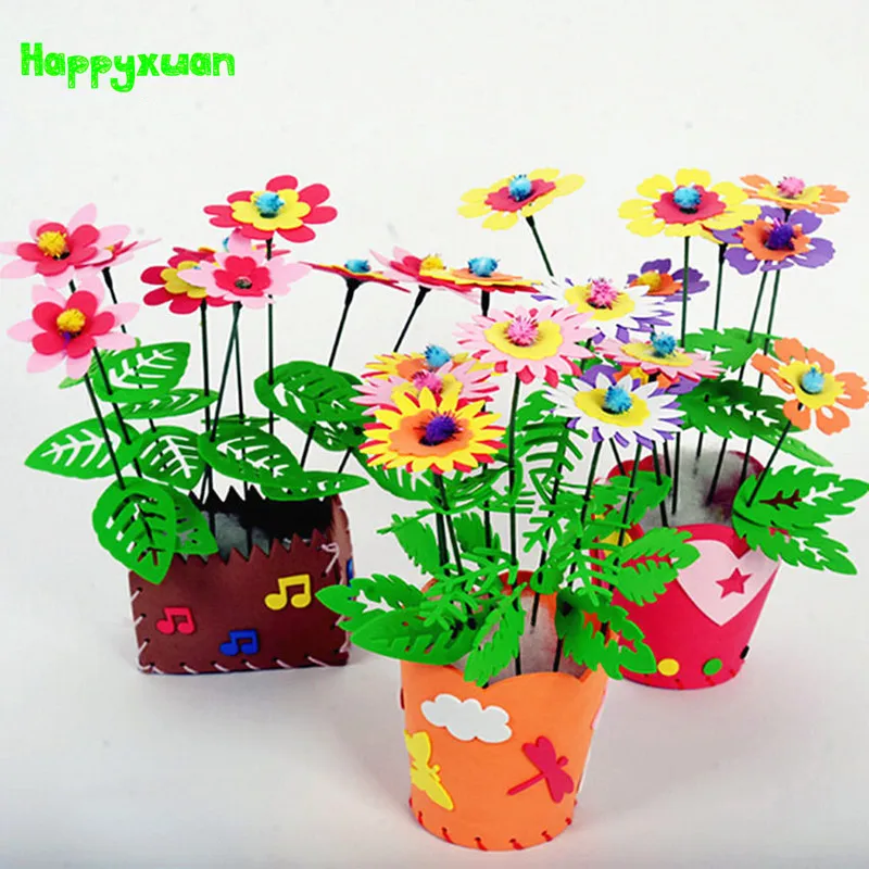 Happyxuan ручной EVA цветочный горшок Игрушка Дети DIY Craft Наборы Творческий детский сад