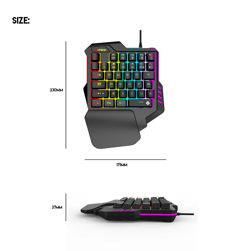 OPQ Fantech K512 Rgb подсветка 35 клавиш эргономичная Игровая Usb Проводная Механическая