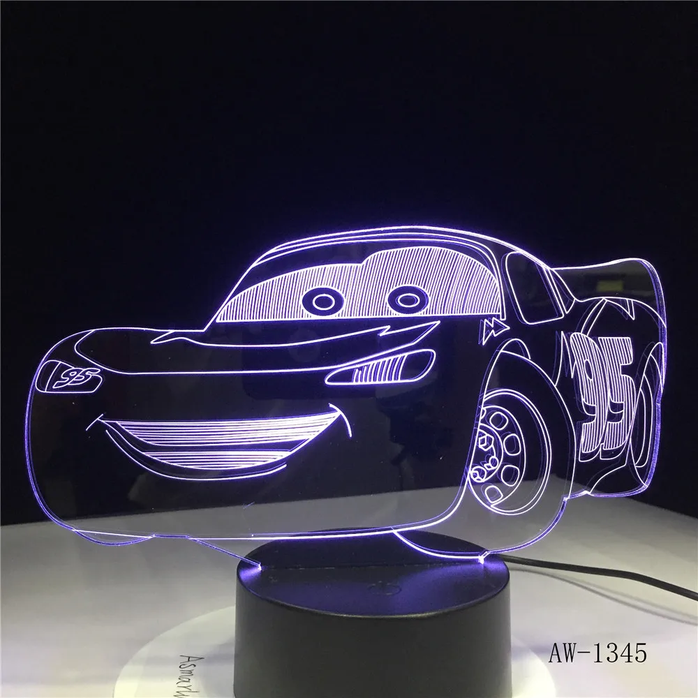 Lightning McQueen Route 66 ваш гоночный автомобиль 3D 7 цветов лампа визуальные светодиодные