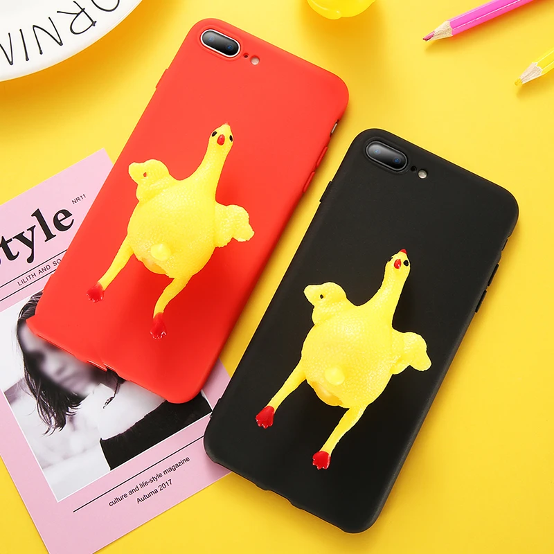 KISSCASE 3D antistress Phone Case Squeeze Chicken Lay Egg For iPhone7 7Plus for iphone 6 6S 6P Plus |