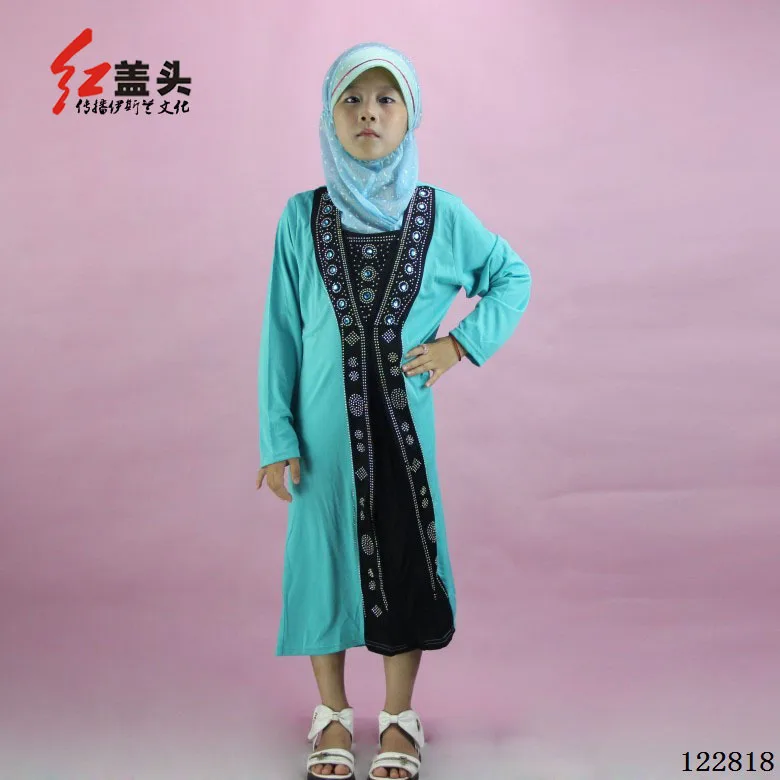 Мода мусульманский девочек абайя детская Исламская одежда Дубай Кафтан Абая