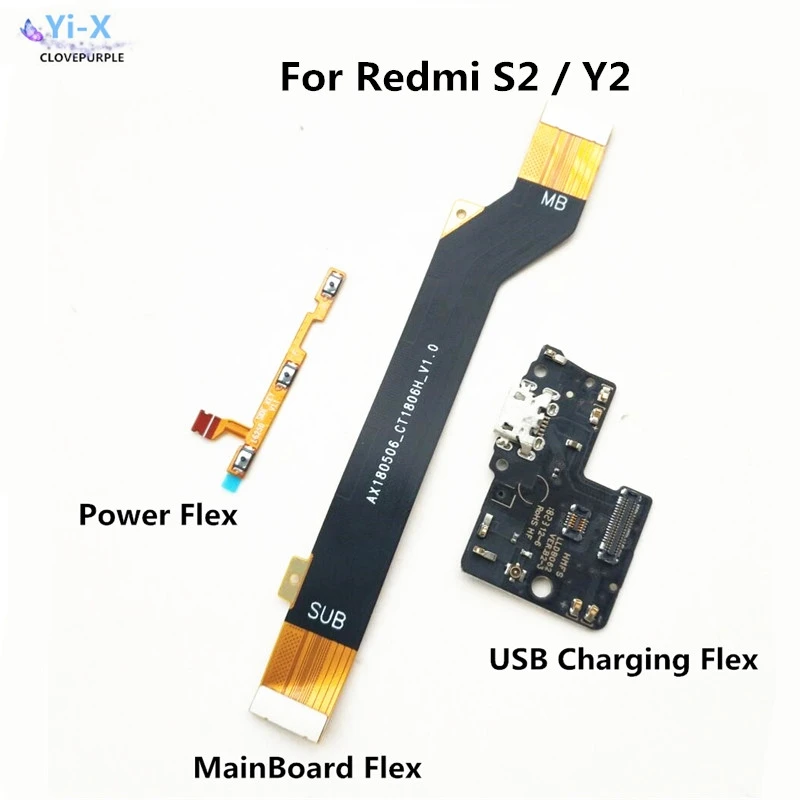 

5pcs/lot For Xiaomi Redmi S2 Y2 Power Volume Flex & USB Charging Dock Flex Cable & Motherboard MainBoard Connections Flex Cable