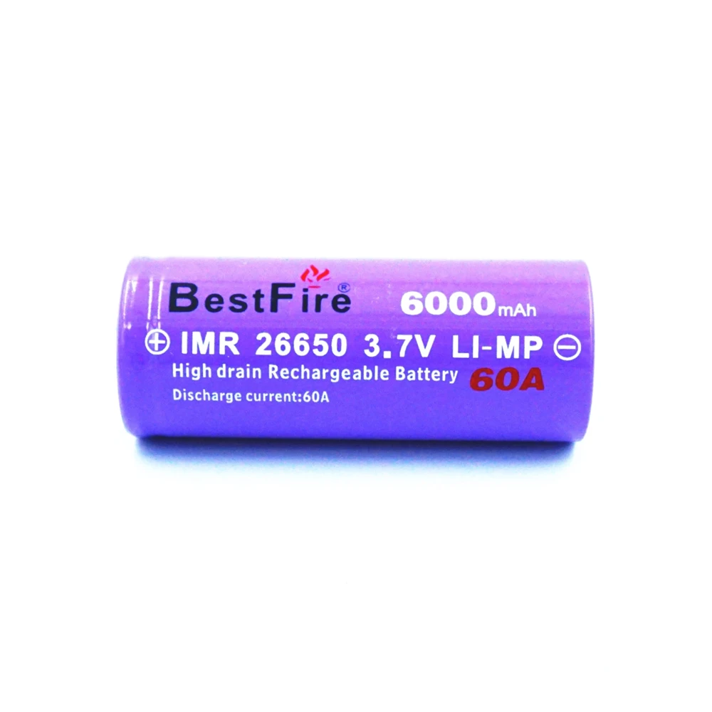 2 шт. BESTFIRE IMR 26650 6000 мАч 60A плоский верх перезаряжаемый литиевый аккумулятор для ECIG