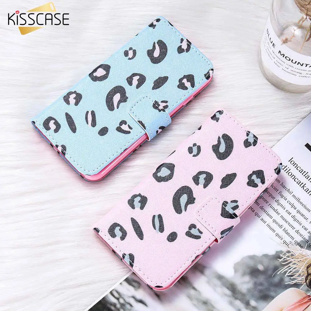 Чехол для телефона KISSCASE с леопардовым принтом iPhone XR XS 7 8 6 6S Plus кожаные флип Чехлы X
