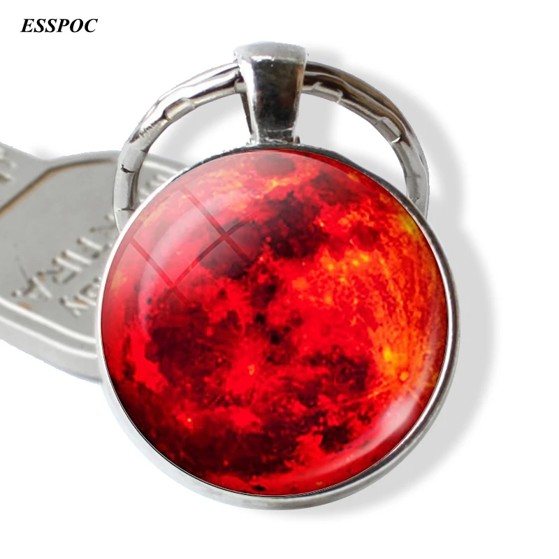 Full Moon Pendant Keychain Jewelry Galaxy Space Glass Bezel Art Photo Key Chain Christmas Gift | Украшения и аксессуары