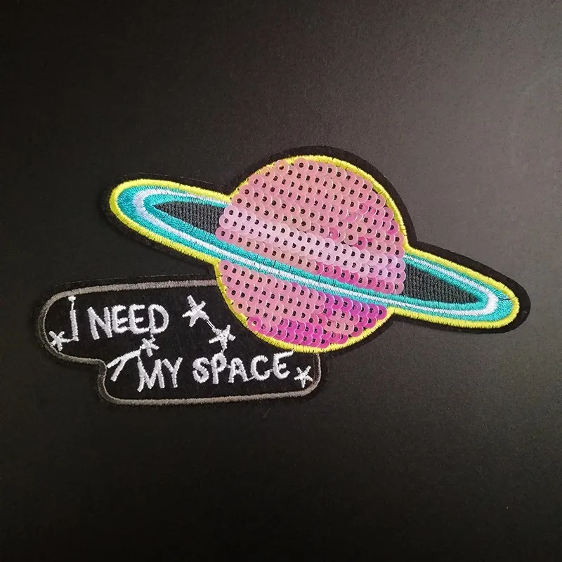 PGY 1pcs/Sequins planet Patch T-Shirt Adhesive Applique Embroidery DIY Clothing Accessory Backpack Patches Free Delivery | Дом и сад