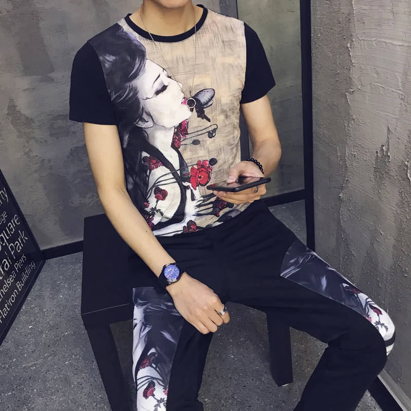 2019 весна лето размер M 5XL мужские комплекты Спортивный костюм футболки Chandal Hombre 2