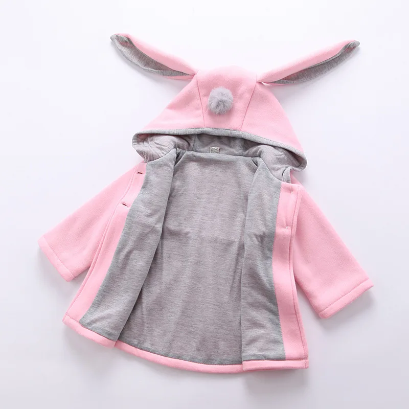 2018 Hot Sale Korean Style Girl Coat Cute Rabbit Ear Hooded Long Sleeve Baby Kids Winter Autumn Jackets Casual Outerwear | Детская