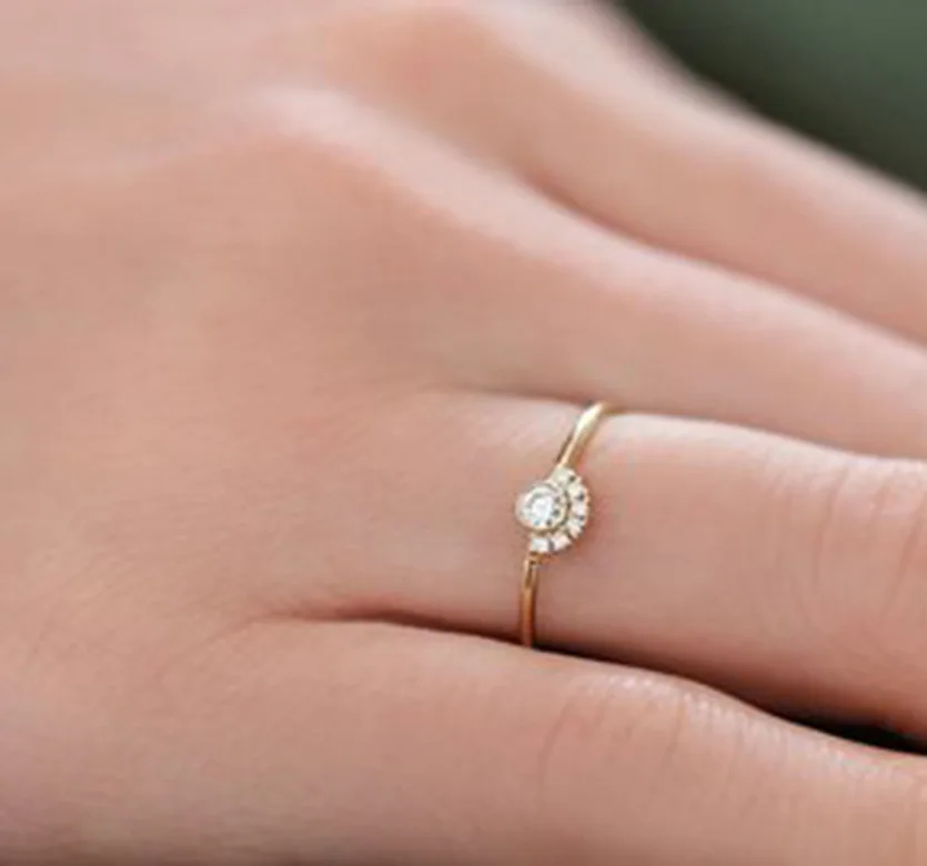 Женское золотое кольцо Crown Group имитация алмазного хвоста 14 k|Кольца| |