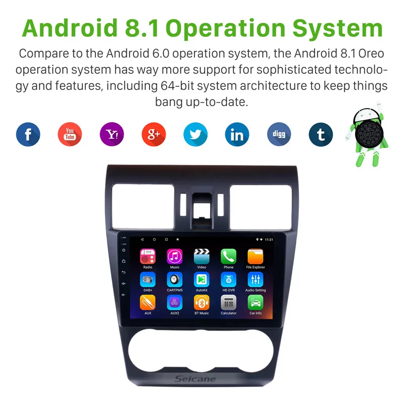Seicane Android 6 0/7 1/8 1 HD 9 &quotавтомобиль 2Din gps Navi мультимедийный плеер Авто Радио для Subaru