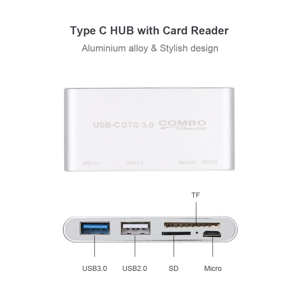 Концентратор USB C 3 1 Type с кардридером 5 в концентратор Type-c OTG комбинированный 0