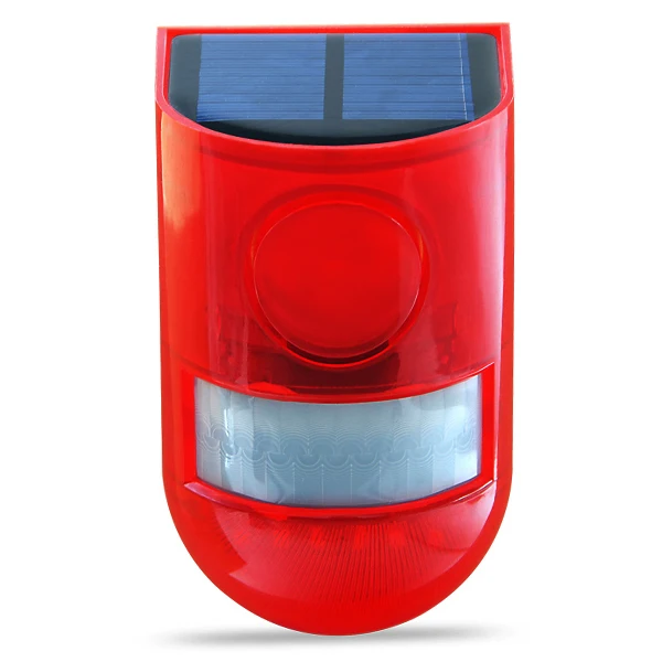 Солнечная сигнальная лампа 110 дБ предупреждающий звук 6led красный свет IP65