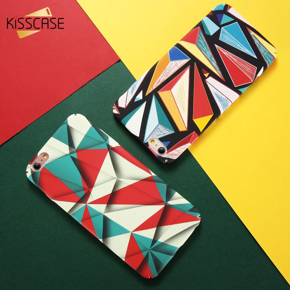 KISSCASE Luxury Abstract Case For iPhone 7 8 Plus Phone Mondrian Colorful Hard PC X XS Max Xr 5s 6 6S |