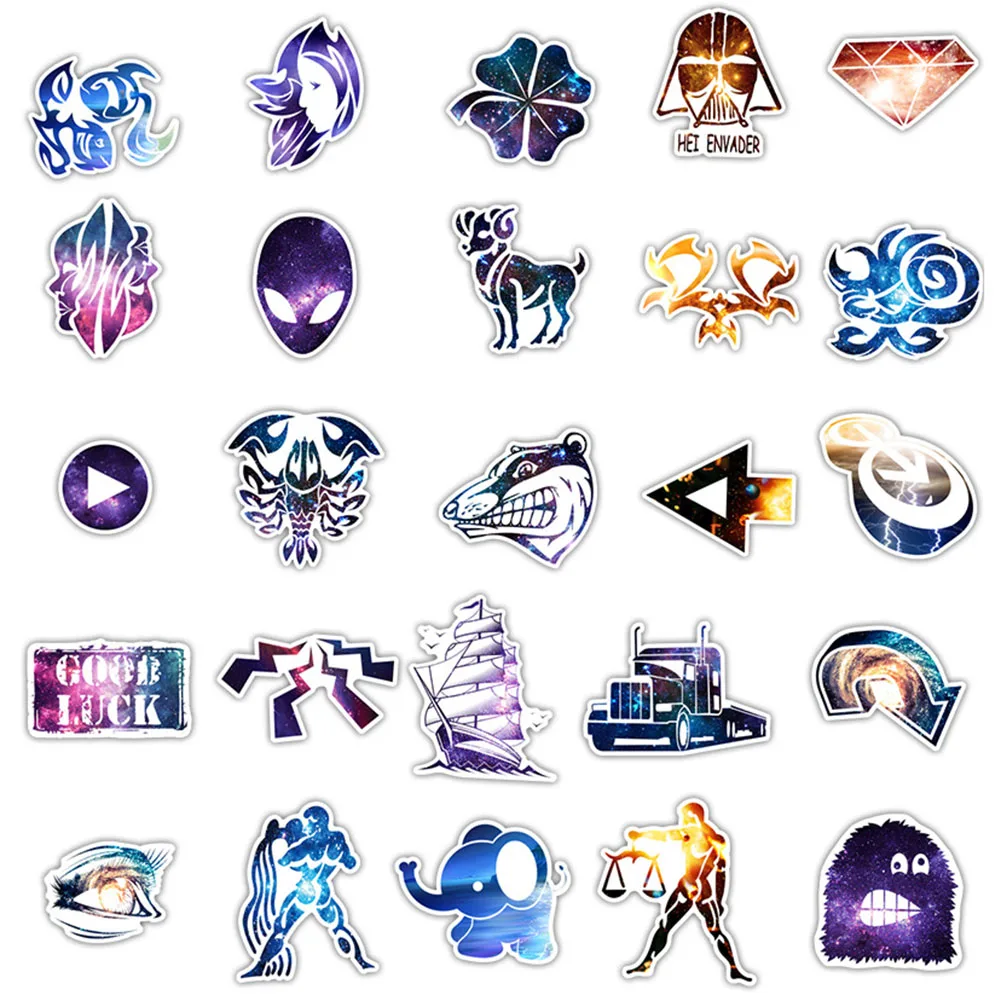 

100Pcs Starry Sky Waterproof Car Motorcycle Sticker Skateboard Decal Car-Styling Toy Stickers Suitcase Doodle Sticker