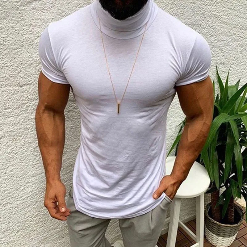 Moomphya 2019 New Heap collar Slim Fit short sleeve men t shirt Streetwear hip hop t-shirt for Summer tee tshirt | Мужская одежда