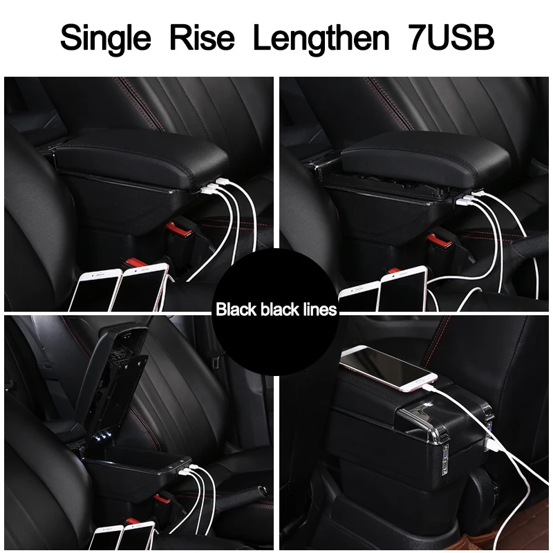 

for Renault Kaptur armrest box universal car center console caja modification accessories double raised with USB
