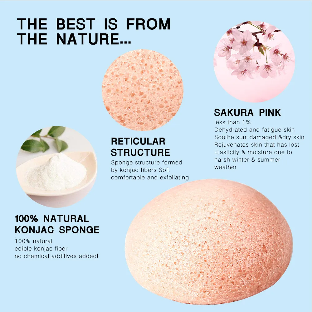 Konjac набор косметических Пуховок для лица 6 шт. натуральный мягкий порошок