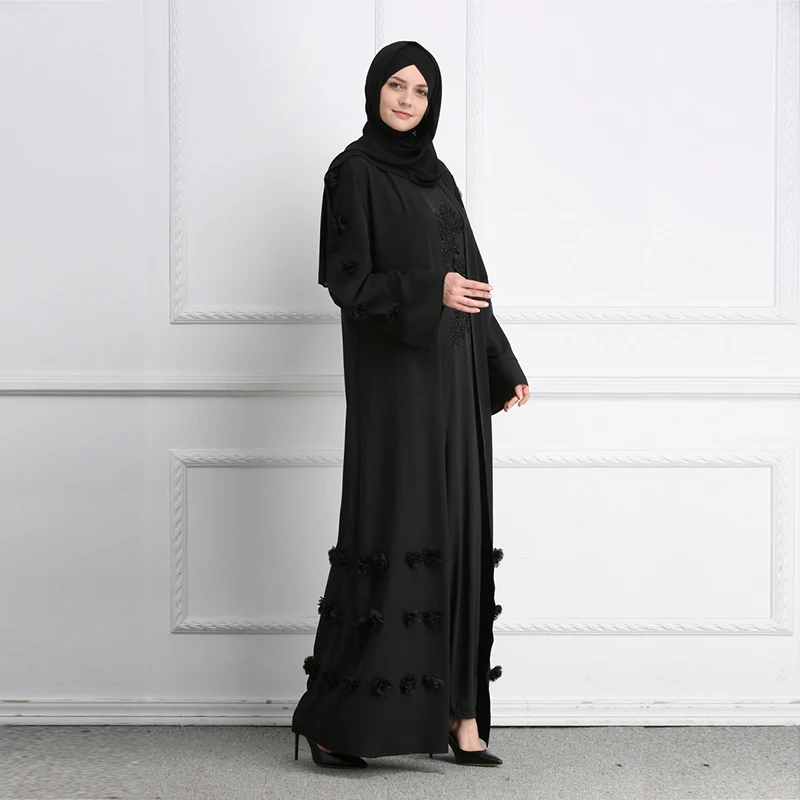 Стильный Дубай Стиль Кружева цветок абайя халат мусульманский ислам Макси Кафан