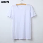 Футболка HETUAF женская с круглым вырезом, однотонная Хлопковая универсальная рубашка с коротким рукавом, уличная одежда, 2019, лето обычная футболка