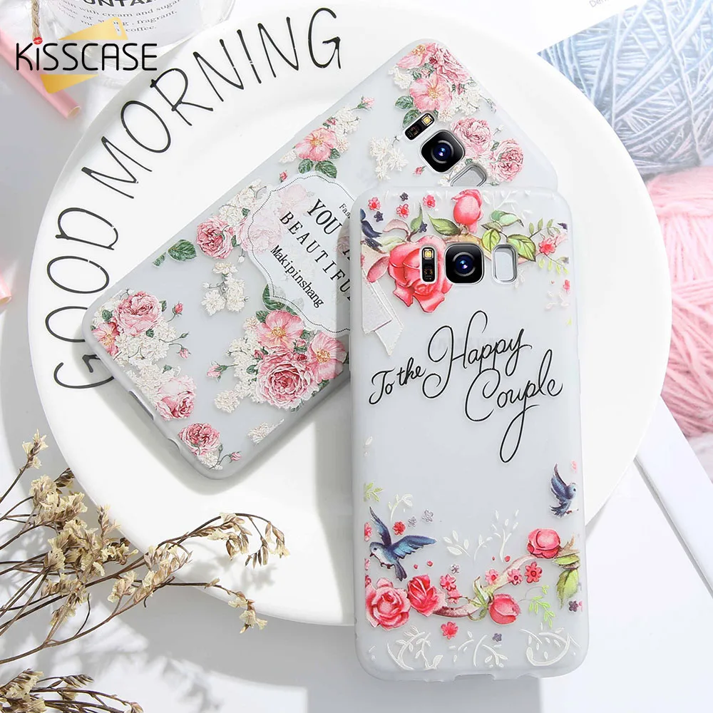 Kisscase чехол для Samsung A5 2017 милый 3D Цветочный Мягкий S9 S8 Plus S7 Edge Note 9 A3 A7 J3 J5 J7 A8 Caso |
