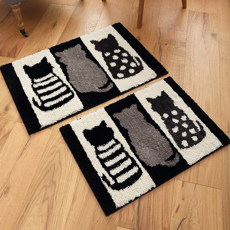 

Cute Cat Back Floor Mats Bedroom Carpets Doormat Living Room Area Rug Antiskid Absorbent Tapete Rug Home Textile