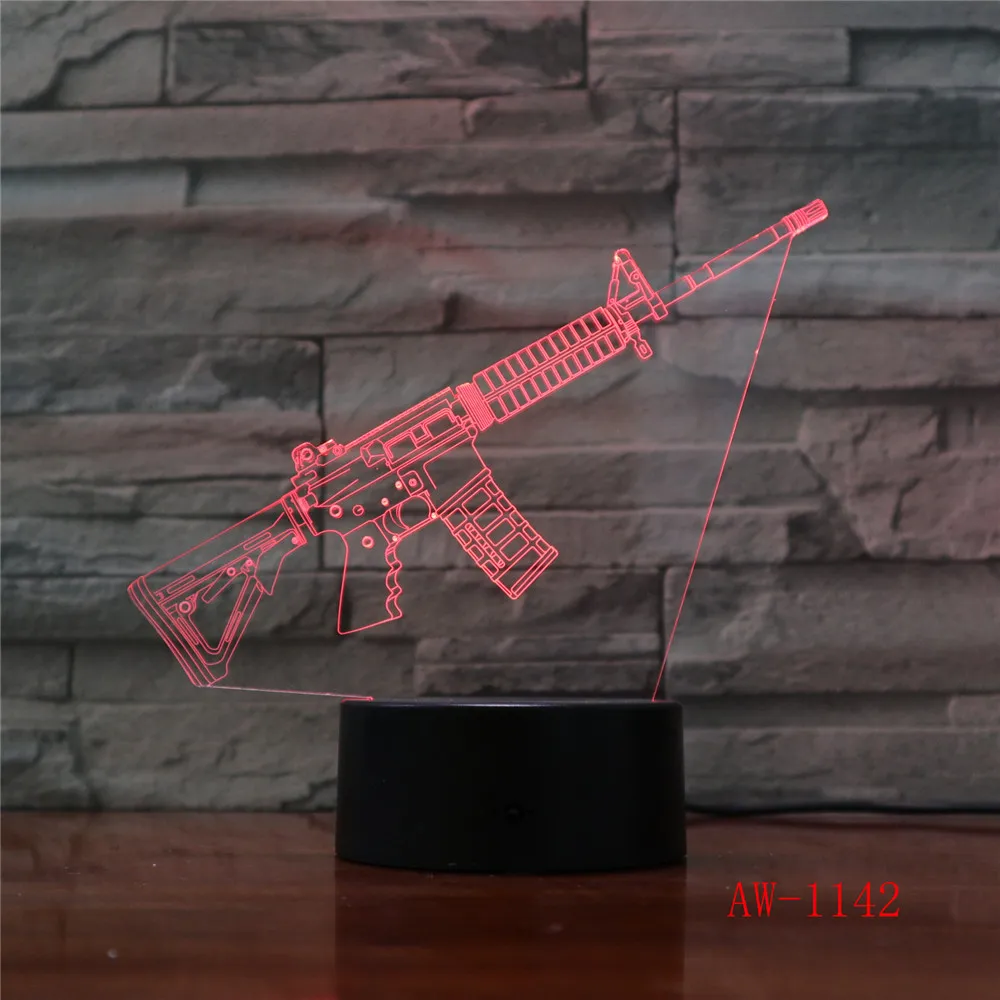 3D лампа для сна сменная AK47 атаки настроения декоративная защиты пистолета