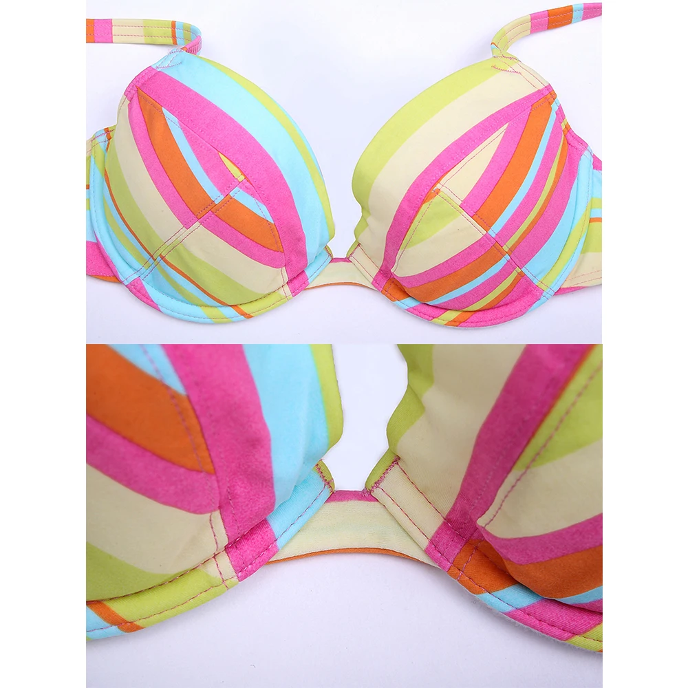 Полосатый бикини Топ пуш ап с подкладкой Бикини женский купальник Топы 2019 летний