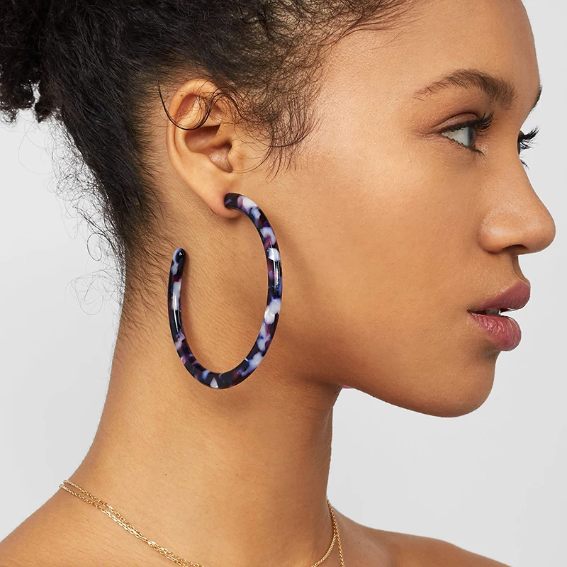 Цветные ацетатные акриловые круглые серьги кольца для женщин с леопардовым