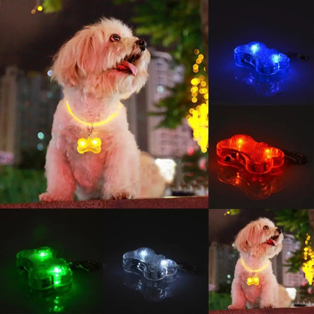 Pet LED Light Anti Lost Pendant Bone Cute Shape Safety Casual Dog Tag Pets Battery Supplies | Дом и сад