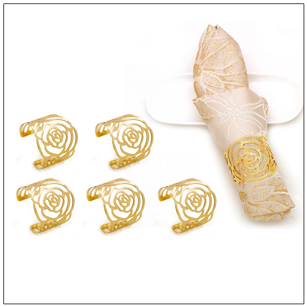 12pcs/Set Metal Rose Napkin Buckle Opening Rings For Wedding Birthday Party West Dinner Table Decoration | Дом и сад