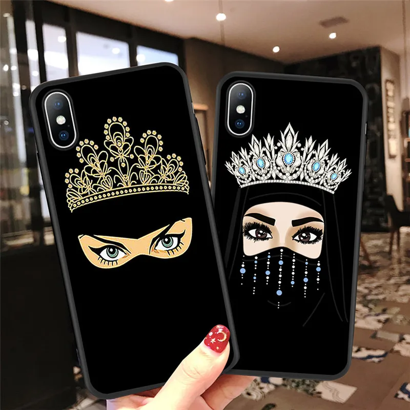 Ottwn арабский хиджаб девушка Королева Корона чехол для телефона для iPhone 11 Pro Max XR Xs Max Мягкий ТПУ чехол для iPhone 6 6s 7 8 Plus 5 5S SE