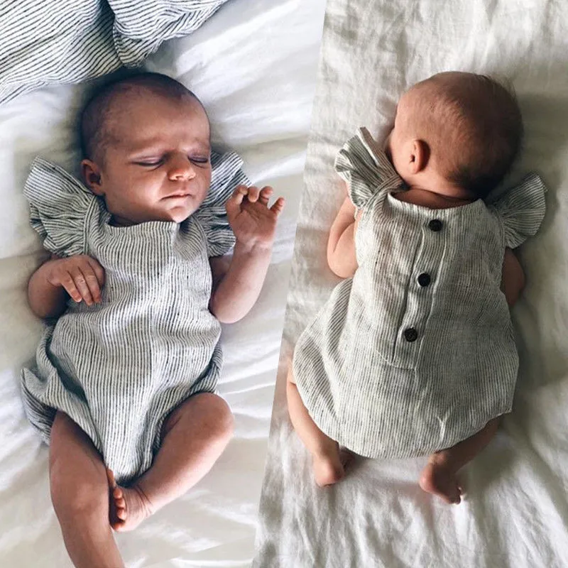 Милое боди в полоску с оборками для новорожденных девочек свободное трико Топы