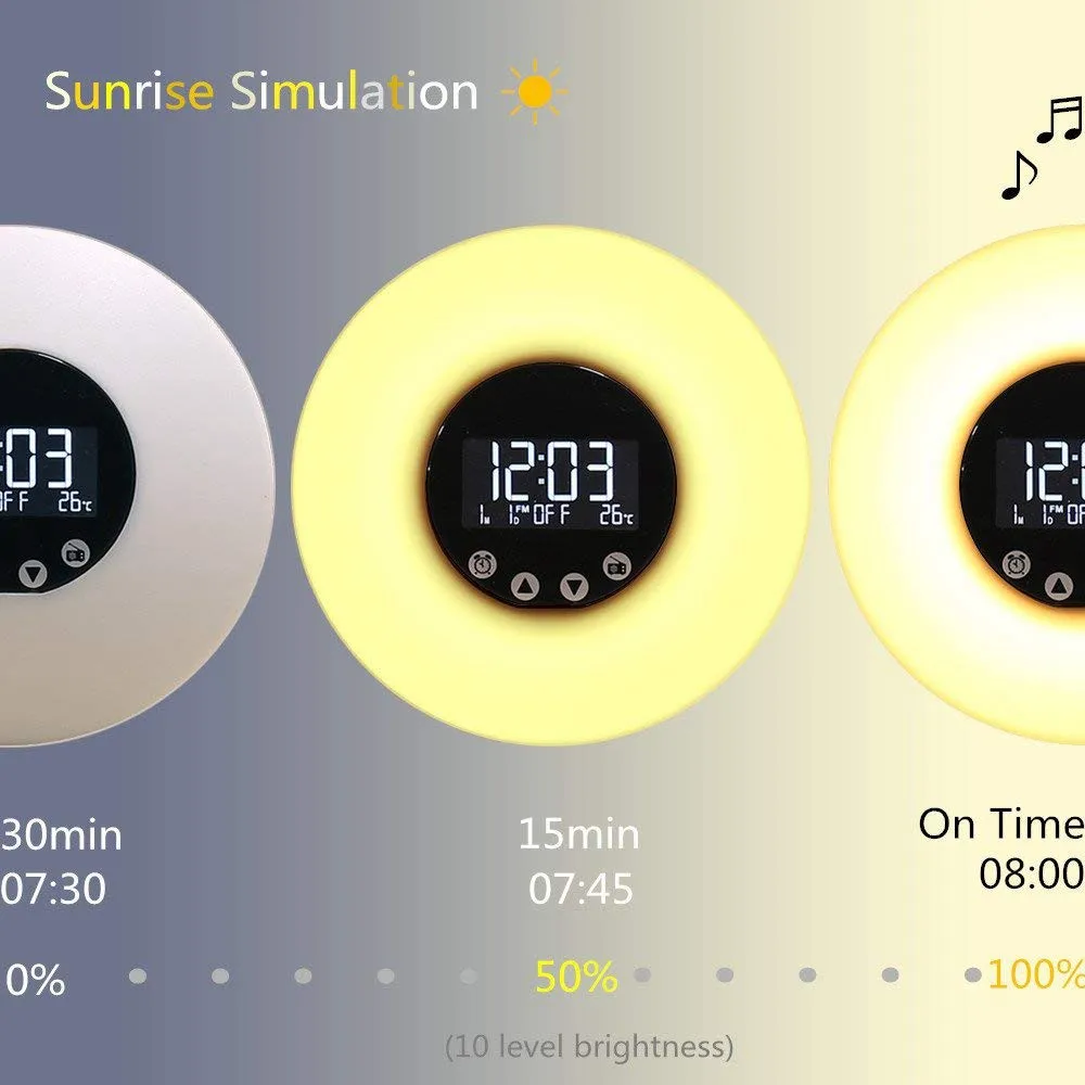 Цифровой будильник Sunrise Wake Up светильник имитация прикроватная лампа красочный