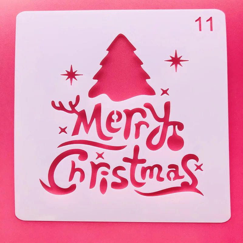 Шаблон-раскраска из мягкого пластика с надписью &quotMerry Christmas&quot трафарет для