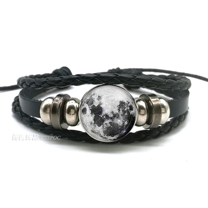 Многослойный кожаный браслет с бусинами в виде полумесяца|Гибкие браслеты| |