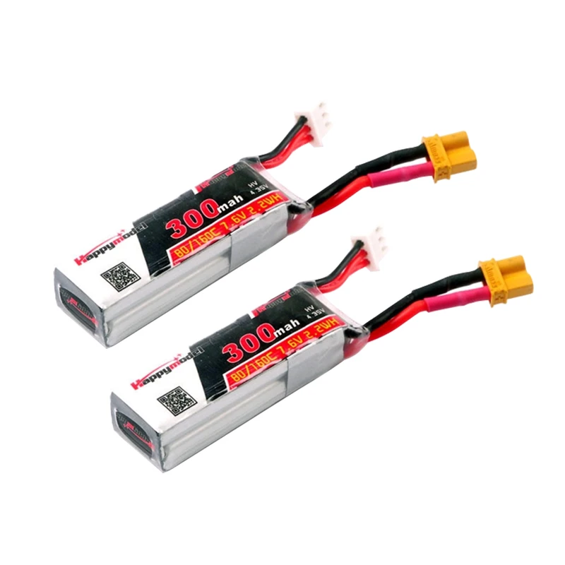 Горячая Распродажа Lipo Battery Happymodel 2S 300mAh 7 6 V HV 80C перерабатываемый для Whoop Mobula7 FPV RC Mini