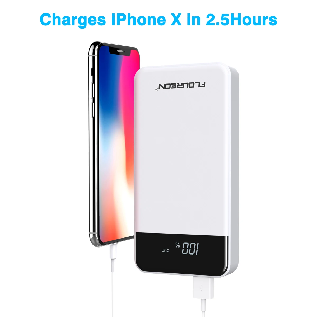 FLOUREON 20000 мАч Внешний аккумулятор для iPhone Xs Max XR 8 7 Samsung 2.1A Быстрая зарядка 4 USB выход 2