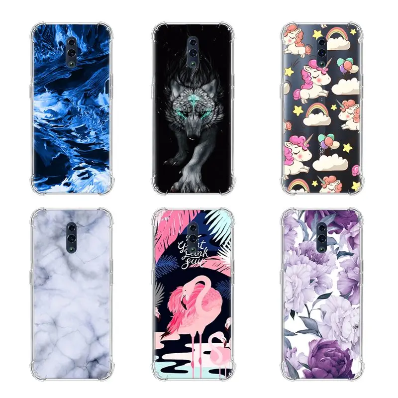 Soft Phone Case With Airbag For Oppo Reno 6.4 inch Stylish Design Anti-knock Back Cover Colorful Painted Skin |