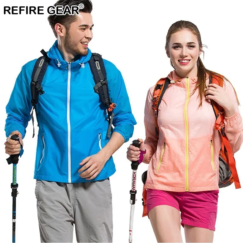 Refire Gear Summer Quick Dry Skin Jackets Men's Women's Outdoor Sports Breathable Ultralight Hiking Fishing Camping Coats Men | Спорт и