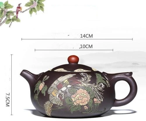 

Genuine China Handmade Yixing ZiSha Zi Ni Phoenix Peony Teapot 300 Cc