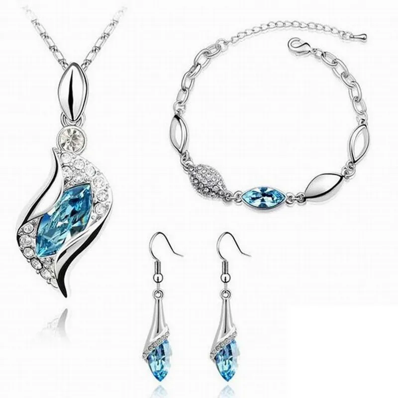 Fashion Crystal Jewelry Sets Water Drop Earrings Pendants Necklaces Dangle Earring Plated for Women | Украшения и аксессуары